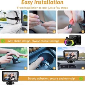 Wkzay 1080P Baby Car Camera - 150° Wide Angle, Night Vision & LED Lights - Image 3