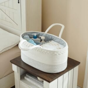Luxury Baby Diaper Caddy Organizer - Extra Large Cotton Rope Basket for Nursery & Travel, Perfect Baby Shower Gift - Image 6