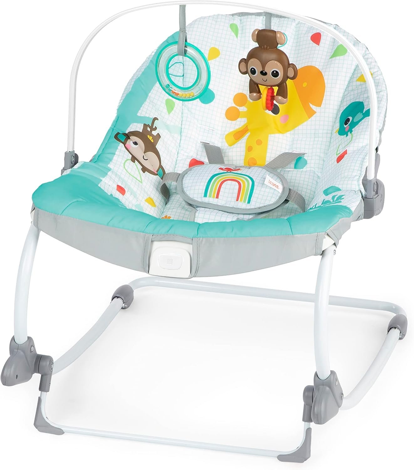 Bright Starts Wild Vibes Infant to Toddler Rocker with Vibrations, Unisex, Newborn +