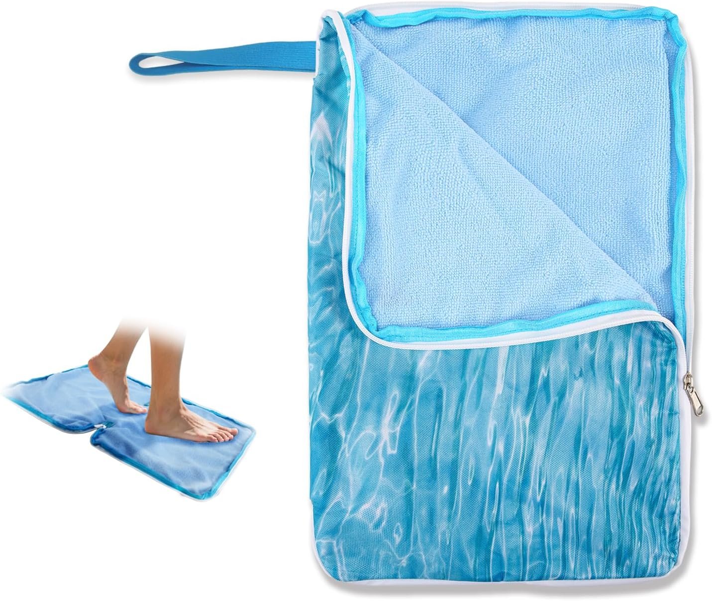 Embedded Wet Dry Bag Towel 2 in 1, Waterproof Oxford Cloth Zipper with Handle Swimsuit Wet Bag, Machine Washable Swet Bags for Swimsuit, Beach Pool Gym Travel Essentials