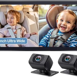 2-Kids Baby Car Camera for Seat: 6.9 Inch Ultrawide Display with Two Cameras Rear Facing - USB Powered Backseat Camera HD 1080P Easy to Install