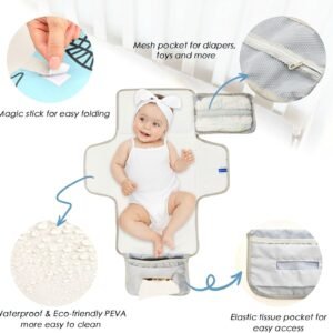 Blue Ocean Seahorse Reusable Diaper Pad with Tissue Pocket & Pillow - Image 3