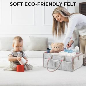 HBlife Baby Diaper Caddy Organizer - Large Portable Nursery Storage Bin - Pink - Image 5