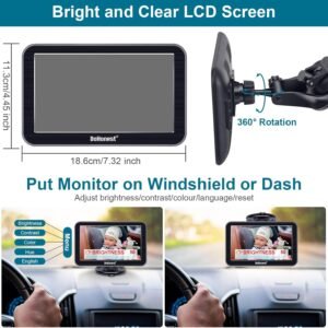 DoHonest 7-Inch Baby Car Camera - 1080P HD, 360° Rotating, Easy USB Setup - Image 8