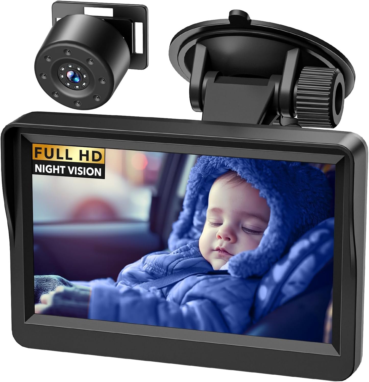Baby Car Camera, 4.3" HD IR Night Vision Baby Car Mirror with 178° Wide View, IPS Display Rear-Facing Monitor for Infants, Kids, Toddlers & New Parents
