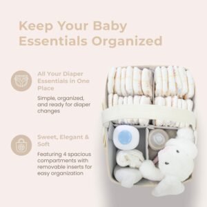 MAPES Portable Canadian Diaper Caddy Organizer – Soft Nursery Storage Basket for Diapers, Wipes & Essentials – Ideal for Changing Table & Travel (Cream) - Image 4