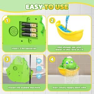Dinosaur Bubble Bath Toy Machine for Toddlers 1-5 Years - Light-Up Fun! - Image 3