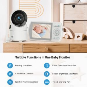 3.5" Video Baby Monitor with Night Vision, Two-Way Talk & Temperature Display - Image 6