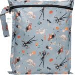 Bumkins Disney Waterproof Wet Bag for Baby, Travel, Swim Suit, Cloth Diapers, Pump Parts, Pool, Gym Clothes, Toiletry, Hook to Stroller, Daycare, Zipper Reusable Packing, Nightmare Before Christmas