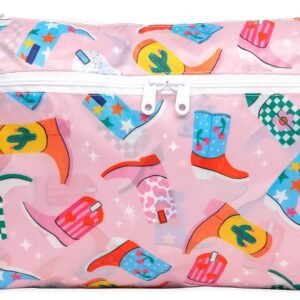 Bumkins Waterproof Wet Dry Clutch Bag for Baby, Travel, Swim Suit, Cloth Diapers, Pump Parts, Pool, Gym Clothes, Toiletry, Hook to Stroller, Pack for Daycare, Zip Bag, Packing Pouch, Cowgirl Boots