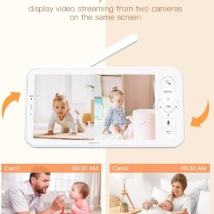 2K Arenti Baby Monitor with 2 Cameras & 5" Wireless Display, Night Vision, Audio - Image 2