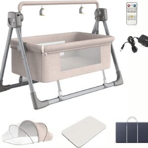 Electric Baby Swing,Baby Rocker,Rocking Chair Electric Cradle Baby Swing Bed,Adjustable Bedside Cribs,Automatic Rocking Recliner Crib Basket, Baby Safe Bed,Best Baby Bed for Infant Newborn Unisex (Si