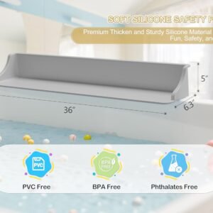 3-Ft Bathtub Splash Guard PlayPad with Suction Cups & Toy Storage - Gray - Image 5