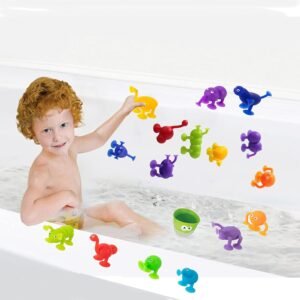 BAIVYLE 18 Pack Animal Shape Suction Toys - Silicone Bath & Stacking Fun - Image 6
