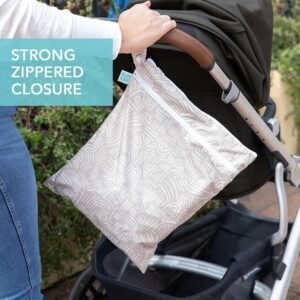 Bumkins Waterproof Wet Dry Bag for Baby Essentials & Travel - Boho Beige - Image 4