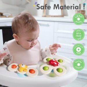 ALASOU 3PCS Suction Cup Spinner Toys for 1-3 Year Olds | Baby Bath & Sensory Gifts - Image 3