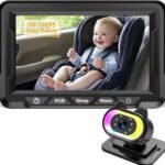 Wkzay Baby Car Camera HD 1080P - 150° Wide Angle, Night Vision, Adjustable View, LED Lights, Easy Installation, Infant Safety, Rear Seat Monitoring for Car Travel