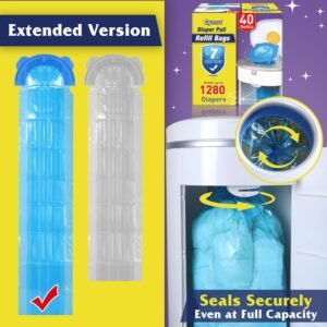 40 Pack Diaper Pail Refill Bags | Odor Lock for Arm & Hammer System - Image 5