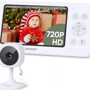 bonoch 4.3" Baby Monitor, 720p Baby Monitor with Camera and Audio, 4000mAh Battery Video Baby Monitor No WiFi, VOX Mode, 2 Way Audio, Auto Night Vision, 2X, 3X, 4X Zoom, Hack Proof