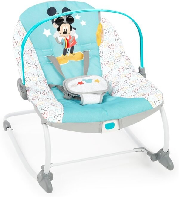 Bright Starts Disney Baby Mickey Mouse Infant to Toddler Rocker with Vibrations and Removable Toy Bar - Original Bestie, Newborn +
