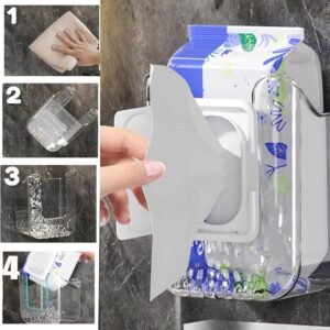 Wall Mounted Wipes Holder - Transparent Bathroom & Kitchen Organizer - Image 4