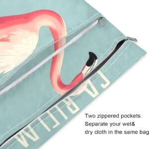 Coikll Wet Dry Bags 2-Pack | Waterproof Cloth Diaper & Gym Bag - Pink - Image 3