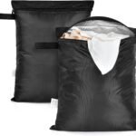 OTraki 2 Pack Wet Dry Bags, 12 x 16 inch Waterproof Reusable Wet Laundry Bag with Zipper, Oxford Cloth and Handle for for Gym Swimming, Cloth Diaper,Yoga, Swimsuits