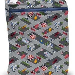Kanga Care Wet Bag Mini Seam Sealed Waterproof 3D Dimensional for Baby Cloth Diapers, Travel, Beach, Pool, Gym, Swim | Wee Hoo (Nautical)