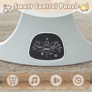 Electric Baby Swing & Bouncer with Bluetooth, 5 Speeds, Music & Remote - Image 6