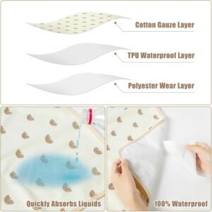 4Pcs Waterproof Muslin Baby Changing Pad Liners & Washcloth Set - Leak-Proof, Washable, 27.6” X 19.7” - Image 3