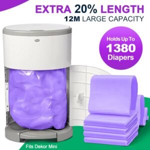 DEKOR MINI Diaper Pail Refills - 4 Pack Lavender Scented, Extra Thick Bags - Image 3