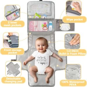 Baby Shower Gift Basket: Essentials, Wrist Rattle, Socks & Diaper Pad - Image 3