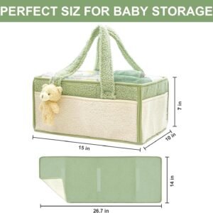Portable Baby Diaper Caddy Organizer with Changing Mat - Blue & White - Image 3