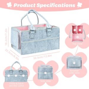 Grey Baby Diaper Caddy Organizer with Dividers for Newborn Essentials - Image 2