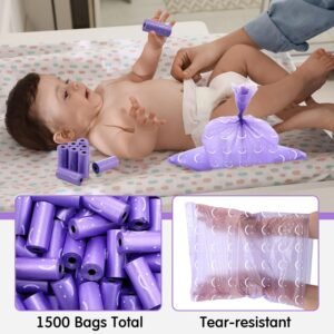 Wowangce 1500 Count Baby Diaper Disposal Bags - Powder Scented, 100 Rolls - Image 5