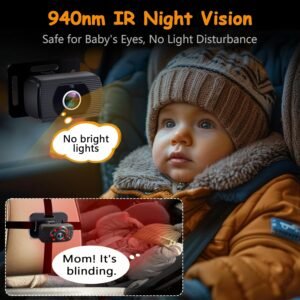 2-Kids Baby Car Camera: 6.9" HD Ultrawide Dual Rear View - USB Powered - Image 4