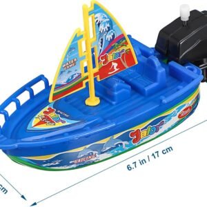 Toyvian 6pcs Plastic Boat Bathtub Toys for Boys – Wind-Up Playset Vehicles - Image 6