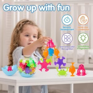24PCS Suction Cup Bath Toys for Toddlers - Ocean Animals & Dinosaurs - Image 4