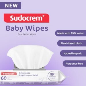 Sudocrem Pure Water Wipes 180 Count - Unscented, Hypoallergenic Baby Wipes - Image 3