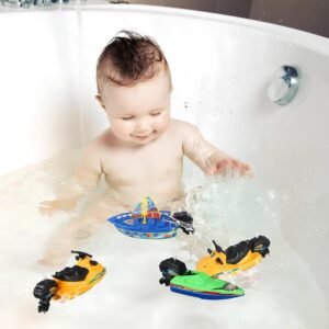Floating Wind-Up Boat Bath Toys for Kids - 6 Pack (Random Colors) - Image 6