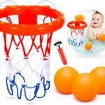 Bath Toys – Bathtub Basketball Hoop for Kids Toddlers Suction Cup Basketball Hoop & 3 No Hole Balls Set for Boys Girls Fun Basketball Bath Toys for Toddlers