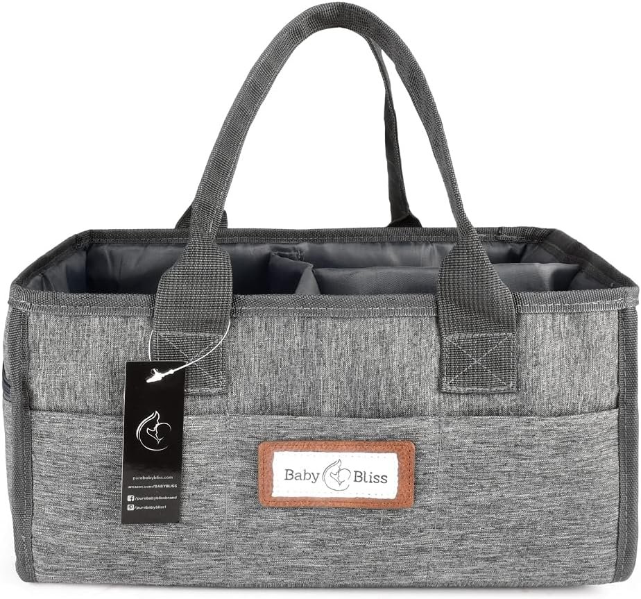 BabyBliss Diaper Caddy - Storage Bin for Nursery - Car Organizer for Diapers and Baby Essentials - Waterproof Storage Basket for Changing Table