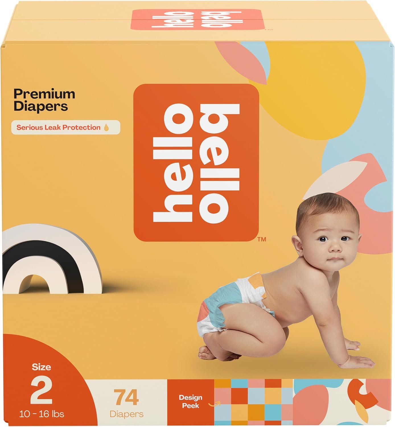 Hello Bello Premium Diapers Size 2, Honeysuckle Designs, 74ct Club Box, Hypoallergenic and Extra Absorbent