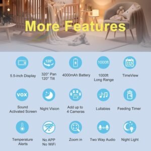 HelloBaby 720P HD Baby Monitor with Camera & Audio, No WiFi, Night Vision - Image 2