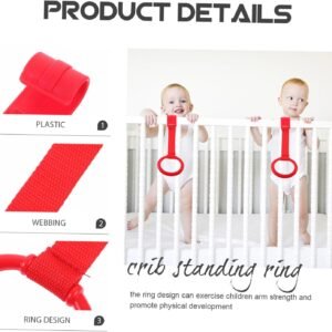 HOODANCOS 2-Pack Red Hanging Pull Rings for Newborns – Safe Walking Assist - Image 6