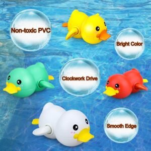 Floating Clockwork Ducks Bath Toys for Kids - 4 Pack Swimming Pool Fun - Image 4