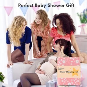 Portable Waterproof Diaper Changing Pad - Compact, Wipeable Travel Mat (Pink Flowers) - Image 6