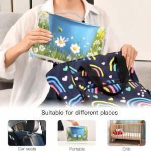 Cute Bee Portable Waterproof Diaper Changing Pad with Pillow & Wipes Pocket - Image 5