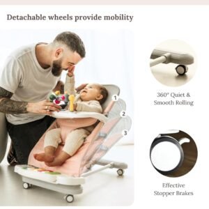 CuddoBaby 4-in-1 Baby Bouncer on Wheels with Detachable Pianos & Tray - Image 3