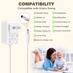 5V 2A Baby Swing Power Cord - 6ft Replacement for Graco Models & Adapters - Image 3